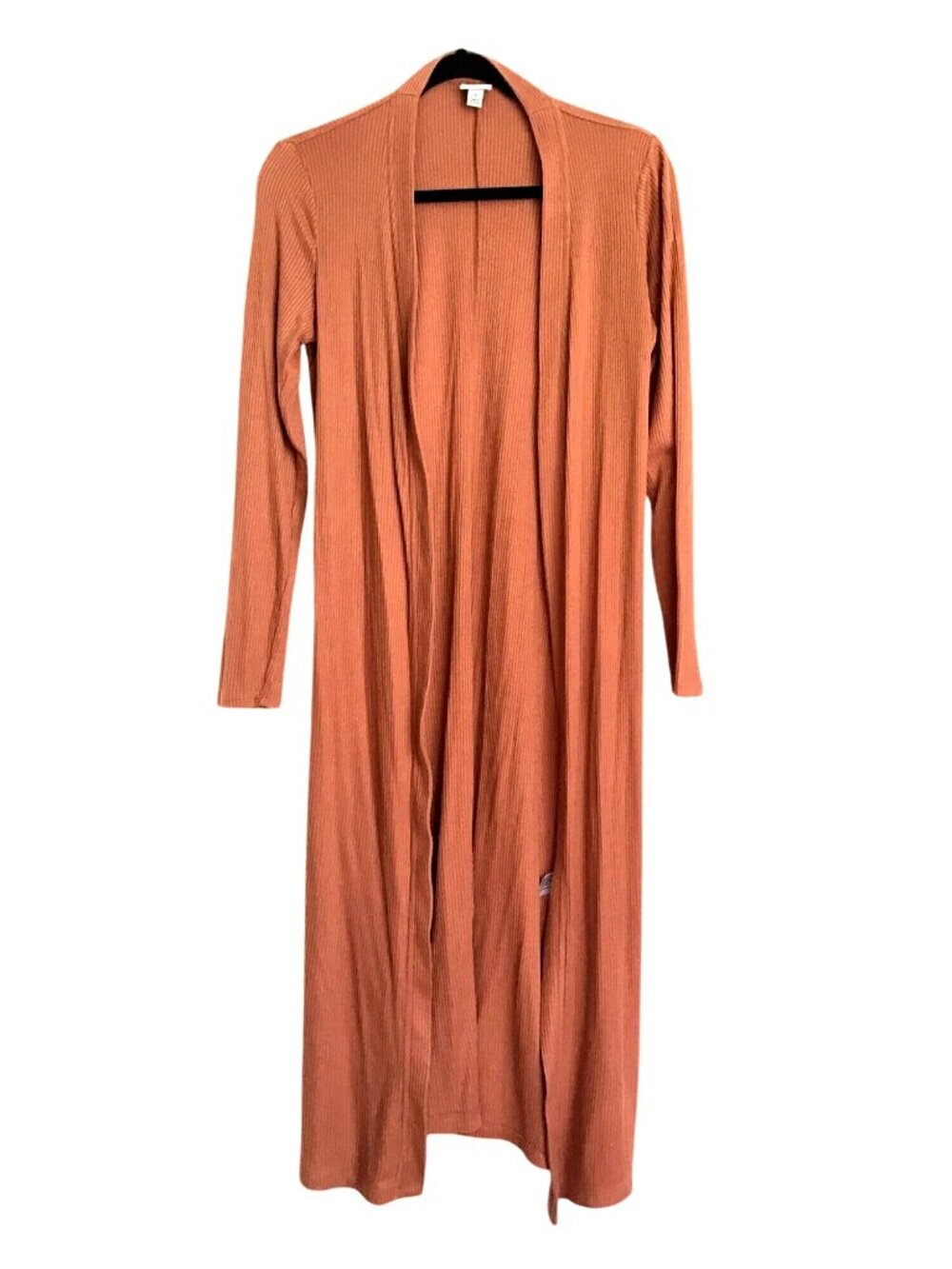 A NEW DAY- WOMENS BROWN OPEN FRONT SIDE POCKETS LONG CARDIGAN SIZE SMALL